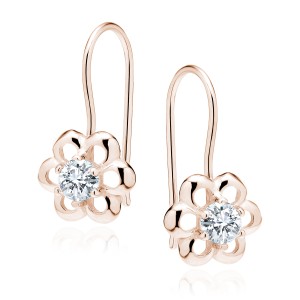 Cercei argint placati cu aur roz floare cu piatra si tortita DiAmanti Z1351JRG_W-DIA (Argint 925‰ 1,3 g.)